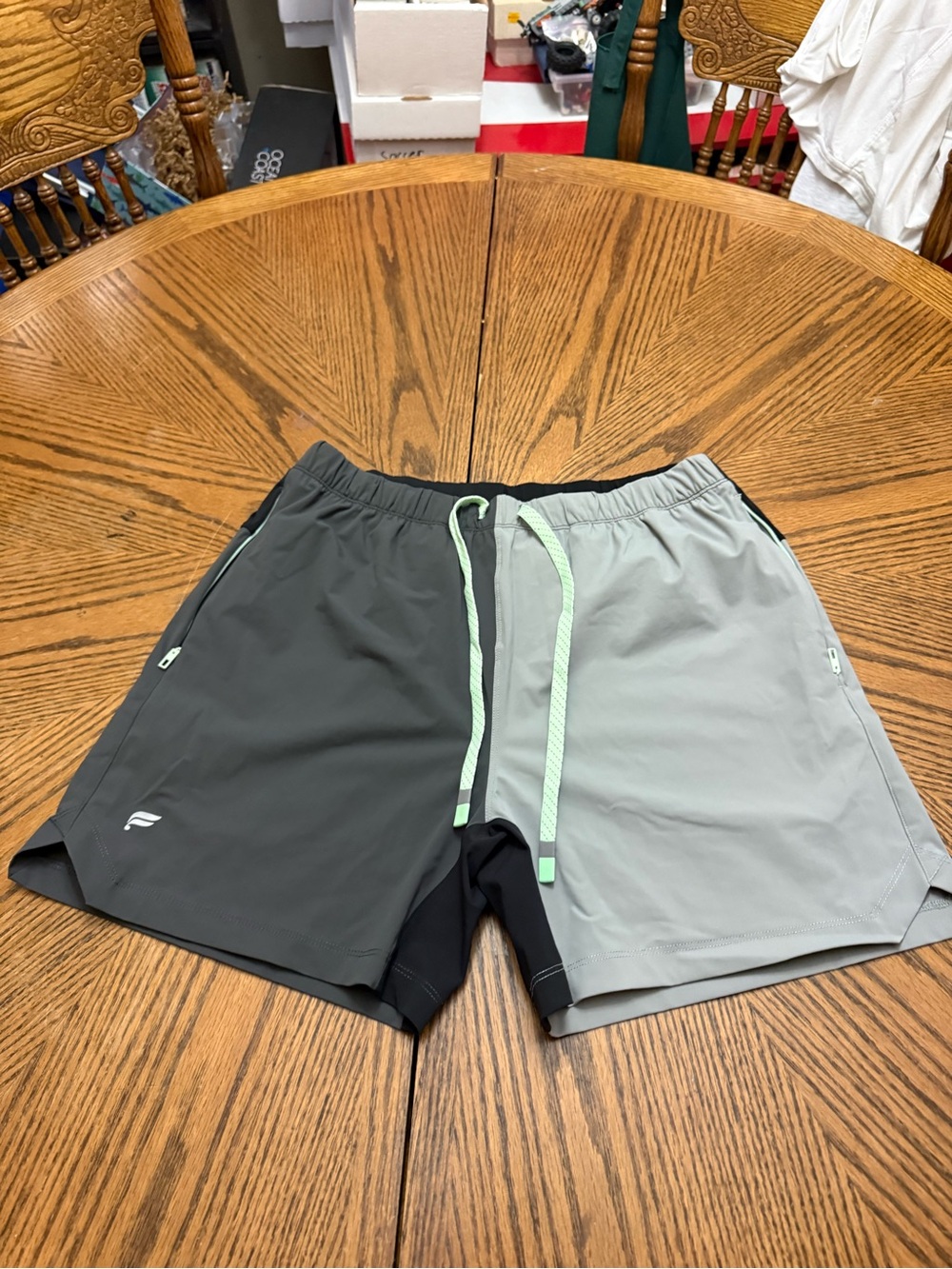 Fabletics Two-Tone Athletic Shorts with Mint Drawstring